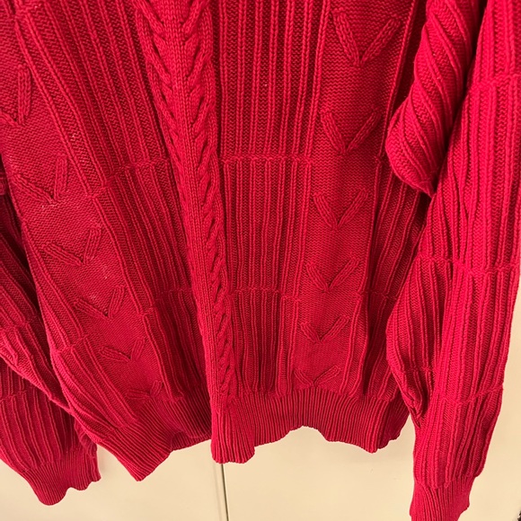 Izod Cable Knit Sweater Maroon 100% Cotton Long Sleeve Crew Neck Men's XL. EUC. - Picture 6 of 6